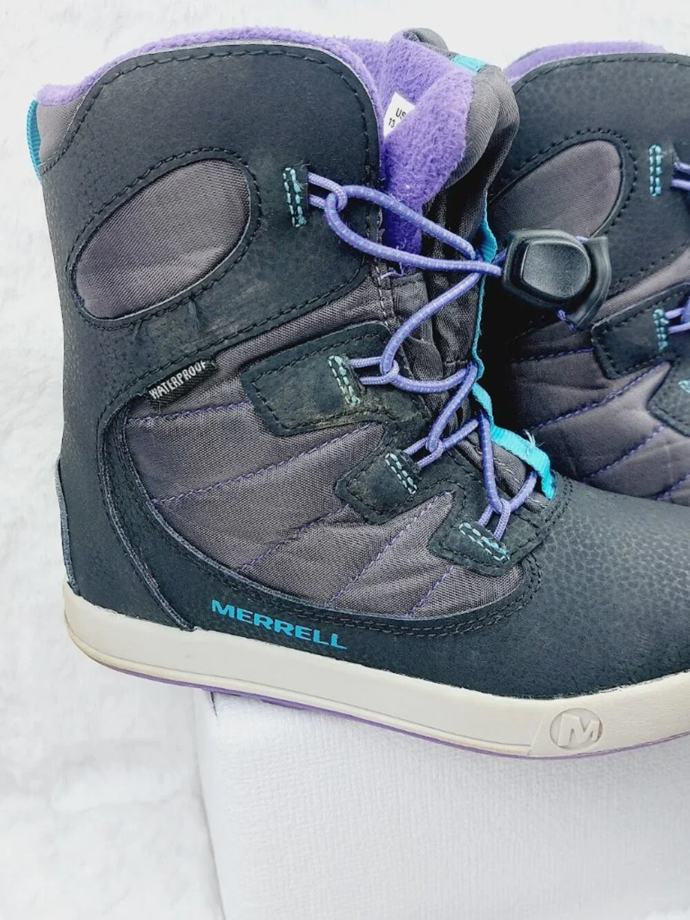 Set of 3 Sorel Merrell Girl's Black Purple Pink Ankle Snow Winter Boots Size 13